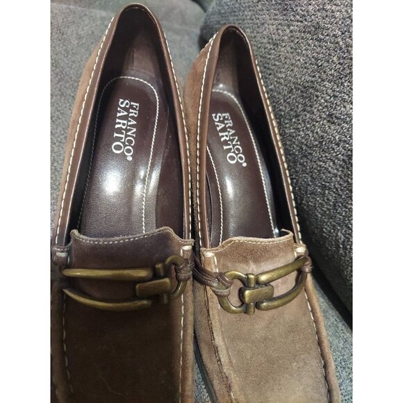 Franco Sarto Retro Y2K Womens Suede Leather Clog Heels Size 7M Dress Shoes - Picture 7 of 8